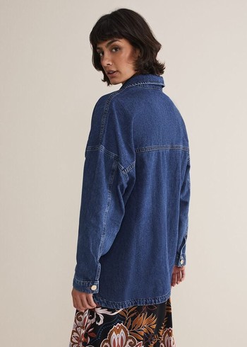 Phase Eight Tianna Oversized Denim Shacket Jackets Blue USA | 2609538-TO